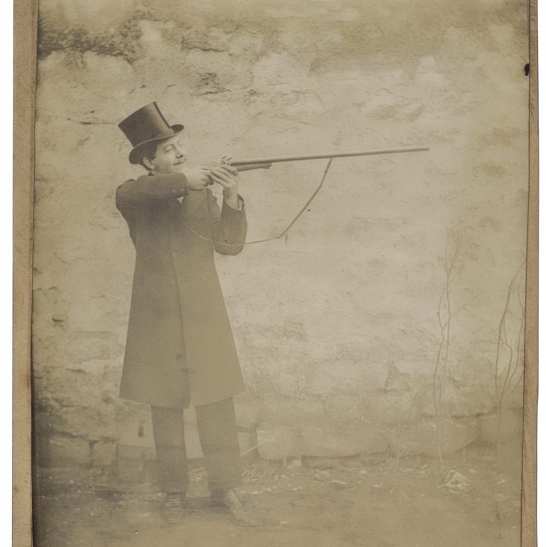 A Moment of Amusement: Gentleman Testing His New Lefaucheux Pinfire Shotgun